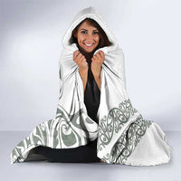 All White Maori Tribal Tattoo Personalised Hooded Blanket Moss Green Polynesian Style - Polynesian Pride