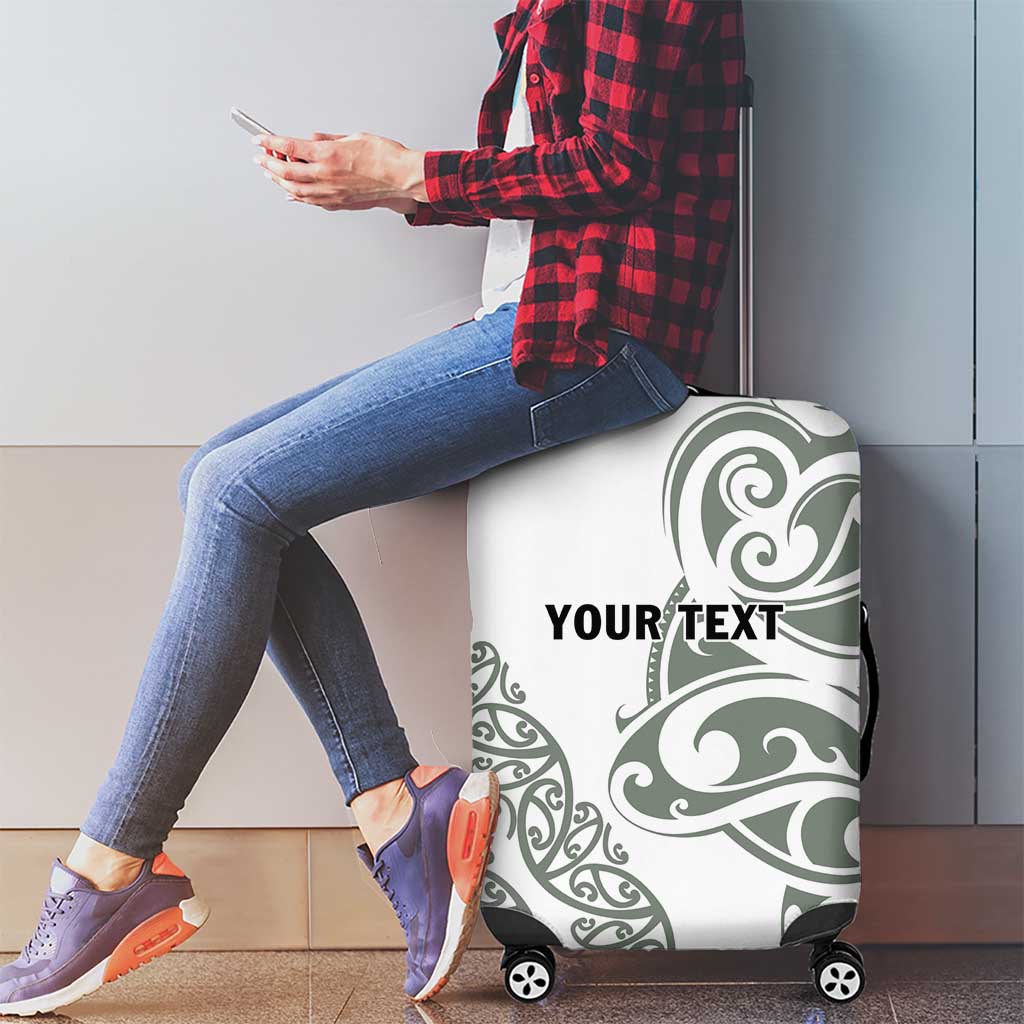 All White Maori Tribal Tattoo Personalised Luggage Cover Moss Green Polynesian Style - Polynesian Pride