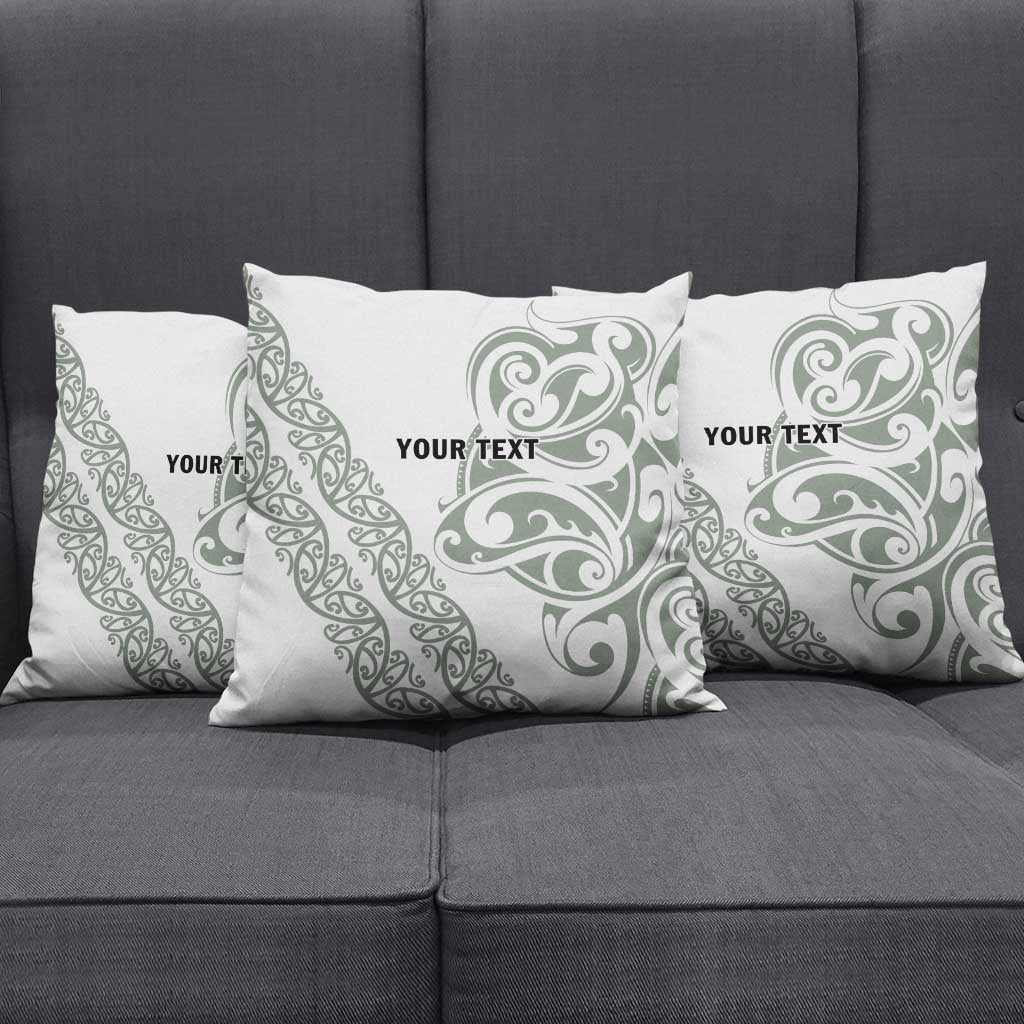 All White Maori Tribal Tattoo Personalised Pillow Cover Moss Green Polynesian Style - Polynesian Pride