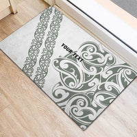 All White Maori Tribal Tattoo Personalised Rubber Doormat Moss Green Polynesian Style - Polynesian Pride