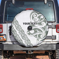 All White Maori Tribal Tattoo Personalised Spare Tire Cover Moss Green Polynesian Style - Polynesian Pride