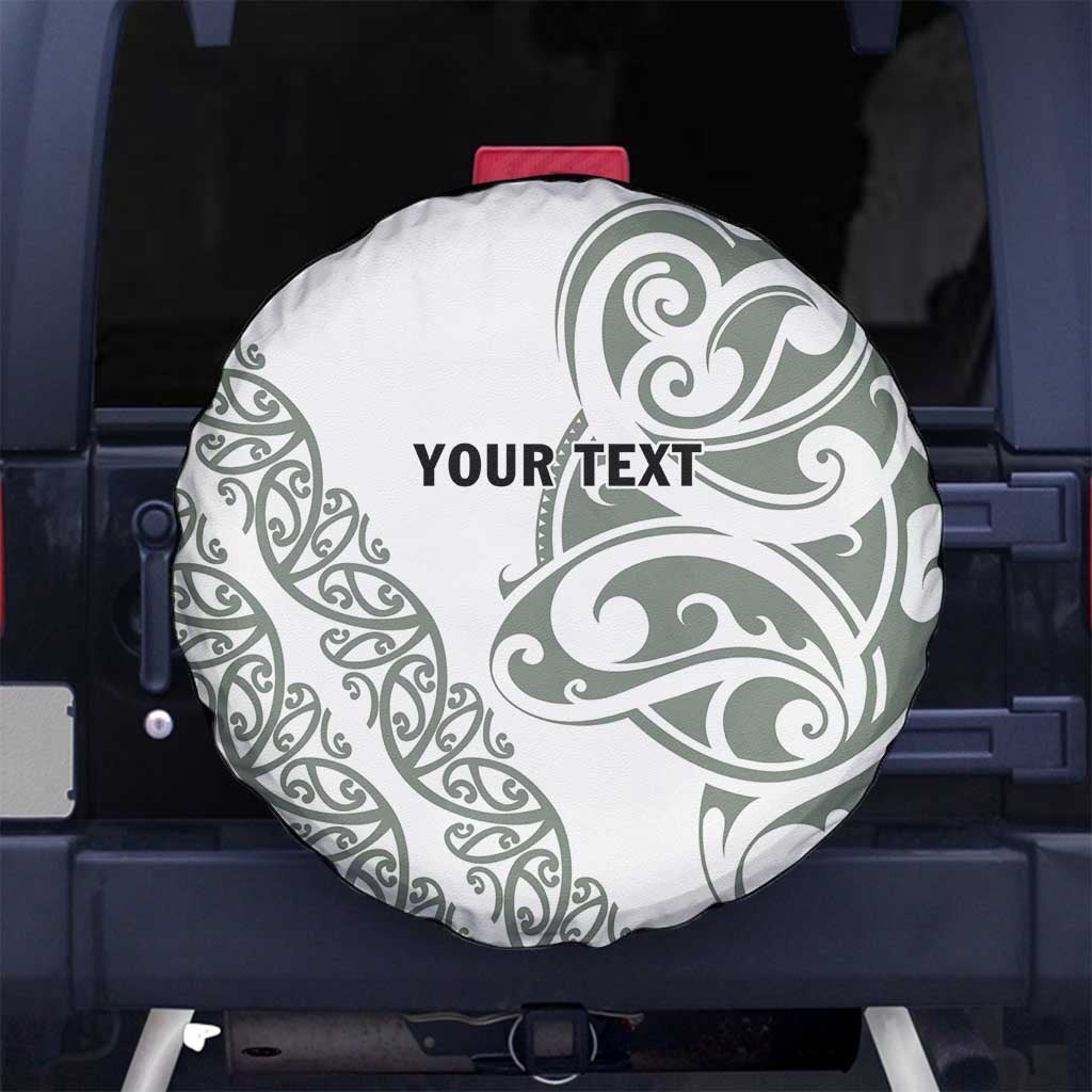 All White Maori Tribal Tattoo Personalised Spare Tire Cover Moss Green Polynesian Style - Polynesian Pride