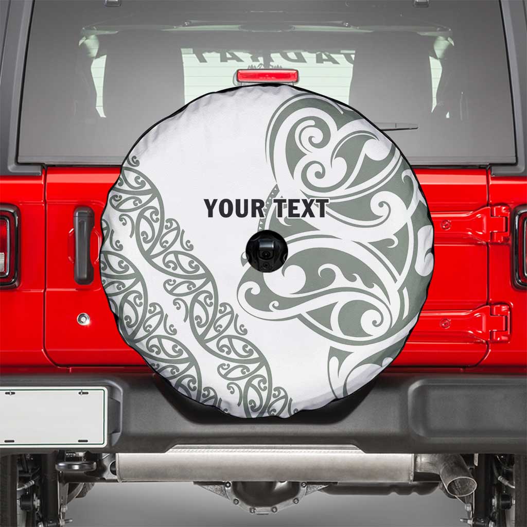 All White Maori Tribal Tattoo Personalised Spare Tire Cover Moss Green Polynesian Style - Polynesian Pride