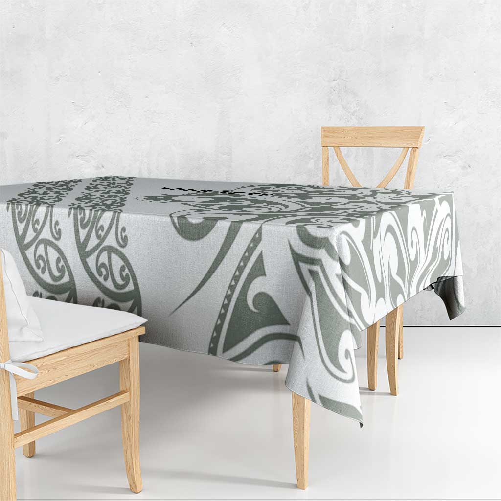All White Maori Tribal Tattoo Personalised Tablecloth Moss Green Polynesian Style - Polynesian Pride
