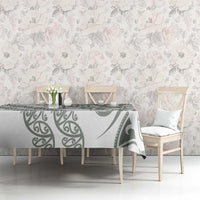 All White Maori Tribal Tattoo Personalised Tablecloth Moss Green Polynesian Style - Polynesian Pride