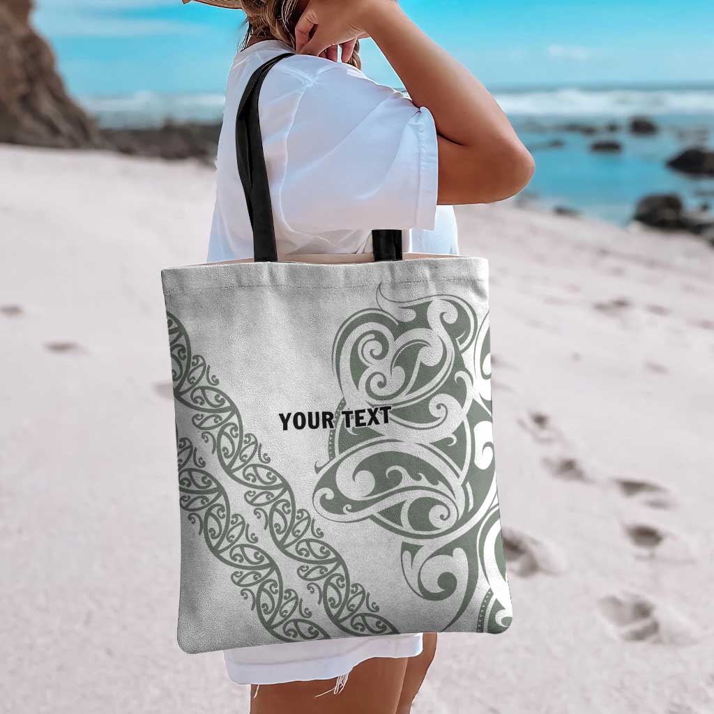 All White Maori Tribal Tattoo Personalised Tote Bag Moss Green Polynesian Style - Polynesian Pride