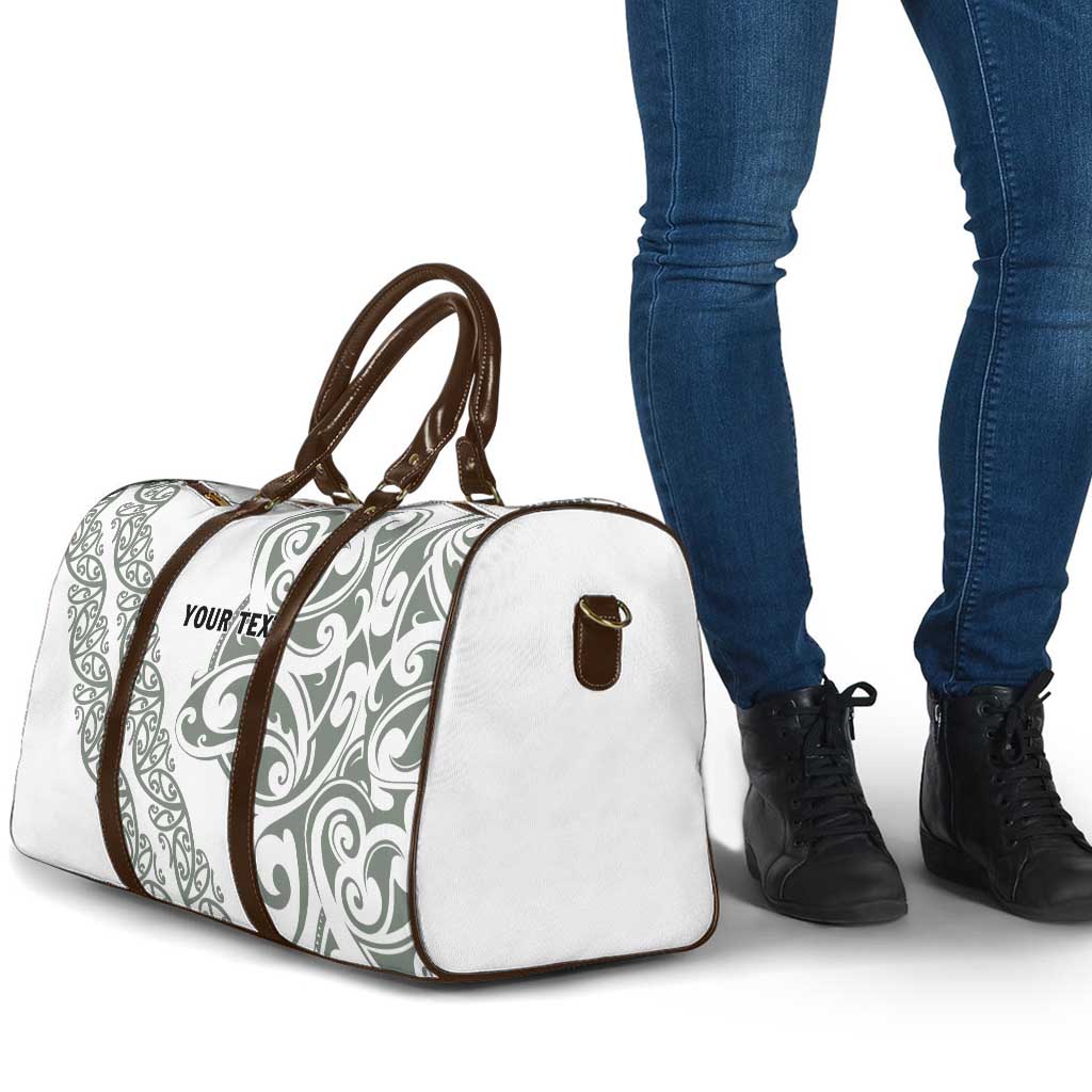 All White Maori Tribal Tattoo Personalised Travel Bag Moss Green Polynesian Style - Polynesian Pride