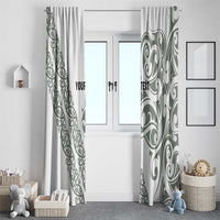 All White Maori Tribal Tattoo Personalised Window Curtain Moss Green Polynesian Style - Polynesian Pride