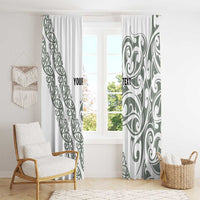 All White Maori Tribal Tattoo Personalised Window Curtain Moss Green Polynesian Style - Polynesian Pride