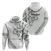 All White Maori Tribal Tattoo Personalised Zip Hoodie Moss Green Polynesian Style - Polynesian Pride