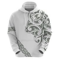 All White Maori Tribal Tattoo Personalised Zip Hoodie Moss Green Polynesian Style - Polynesian Pride