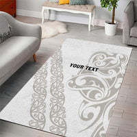 All White Maori Tribal Tattoo Personalised Area Rug Stone Gray Polynesian Style - Polynesian Pride