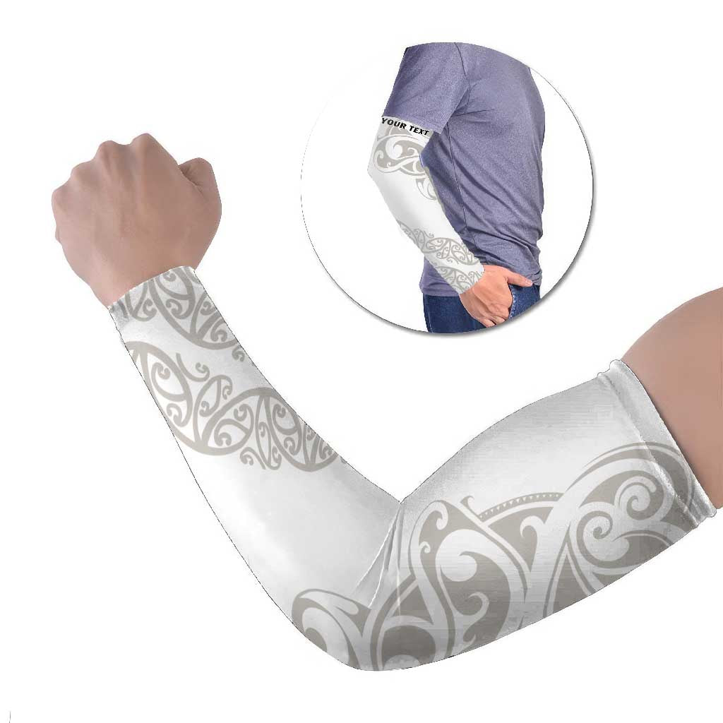 All White Maori Tribal Tattoo Personalised Arm Sleeves Stone Gray Polynesian Style - Polynesian Pride