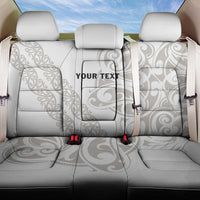 All White Maori Tribal Tattoo Personalised Back Car Seat Cover Stone Gray Polynesian Style - Polynesian Pride