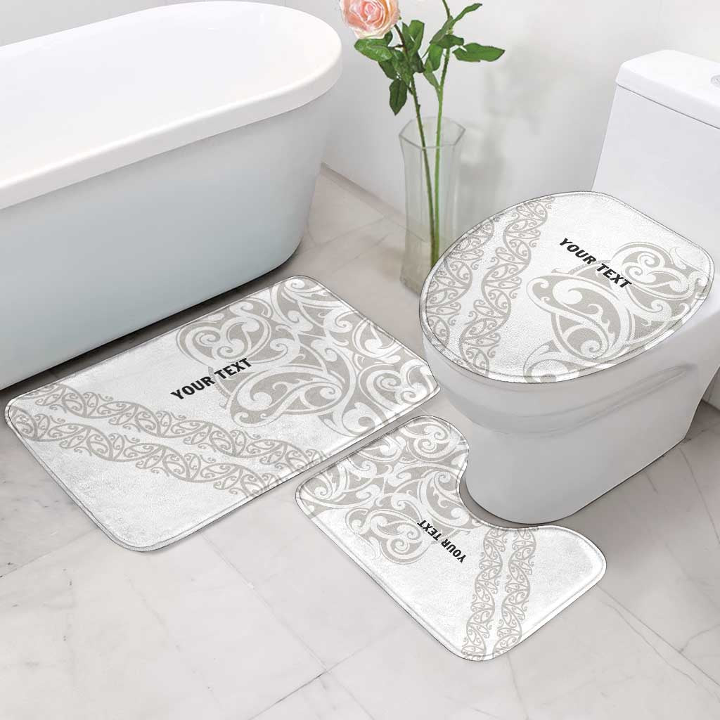 All White Maori Tribal Tattoo Personalised Bathroom Set Stone Gray Polynesian Style - Polynesian Pride