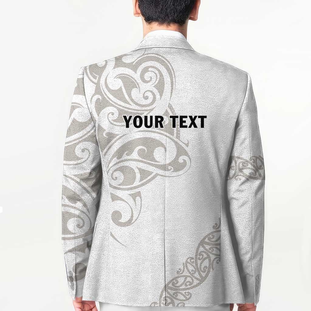 All White Maori Tribal Tattoo Personalised Blazer Stone Gray Polynesian Style - Polynesian Pride
