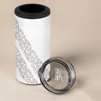 All White Maori Tribal Tattoo Personalised 4 in 1 Can Cooler Tumbler Stone Gray Polynesian Style - Polynesian Pride