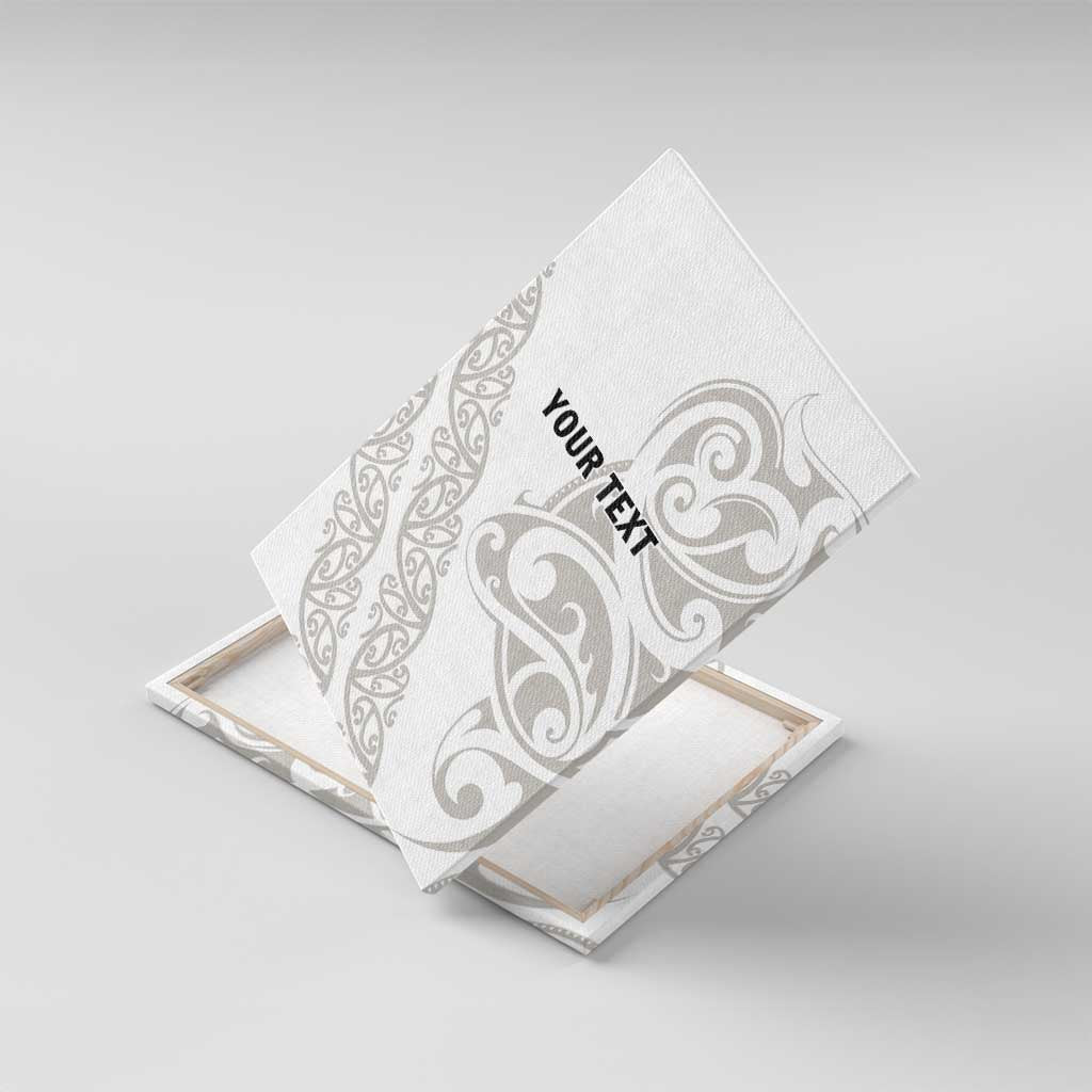 All White Maori Tribal Tattoo Personalised Canvas Wall Art Stone Gray Polynesian Style - Polynesian Pride