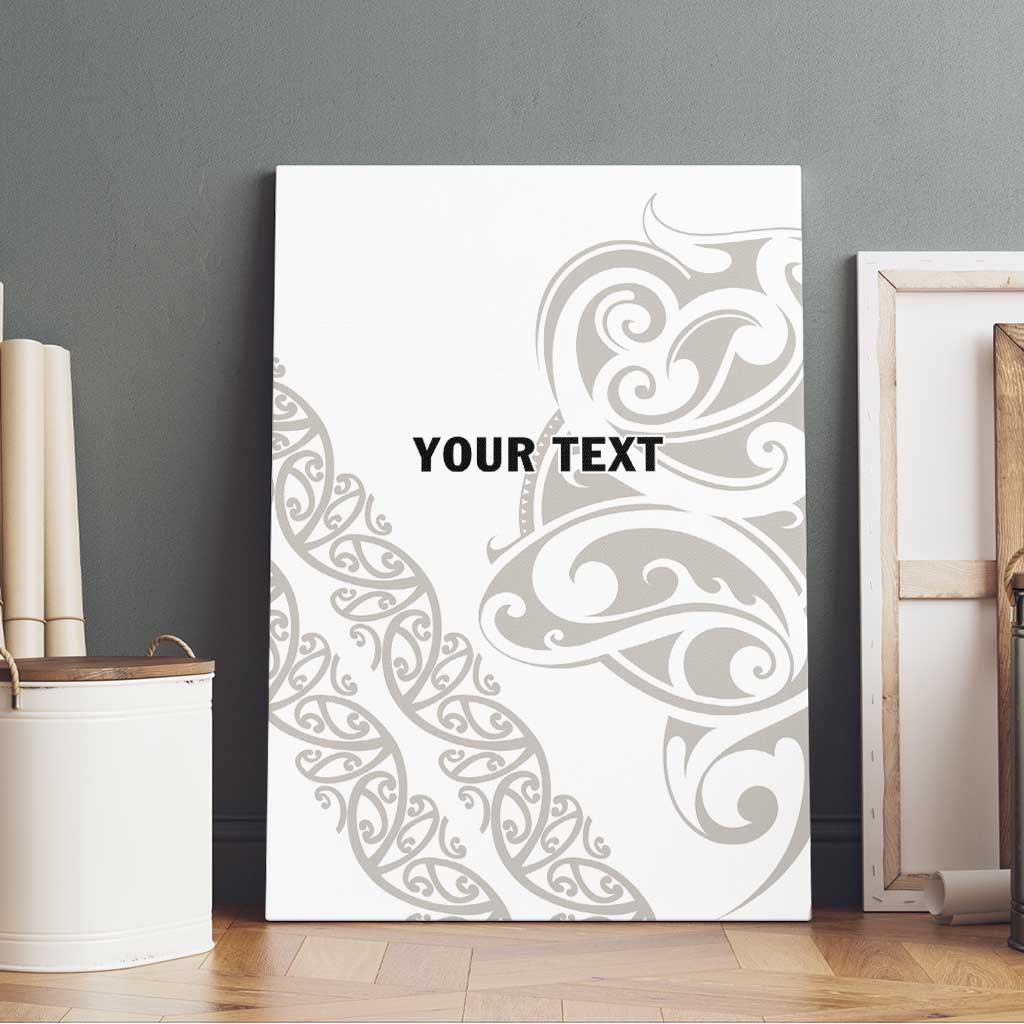 All White Maori Tribal Tattoo Personalised Canvas Wall Art Stone Gray Polynesian Style - Polynesian Pride