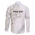 All White Maori Tribal Tattoo Personalised Family Matching Long Sleeve Bodycon Dress and Hawaiian Shirt Stone Gray Polynesian Style - Polynesian Pride