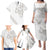 All White Maori Tribal Tattoo Personalised Family Matching Puletasi and Hawaiian Shirt Stone Gray Polynesian Style - Polynesian Pride