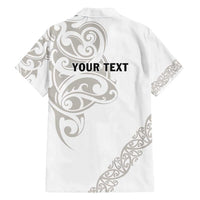 All White Maori Tribal Tattoo Personalised Family Matching Puletasi and Hawaiian Shirt Stone Gray Polynesian Style - Polynesian Pride