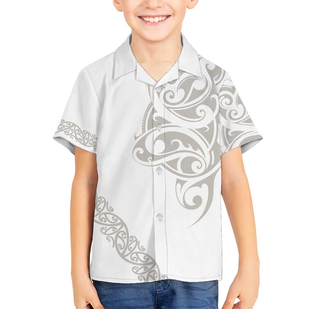 All White Maori Tribal Tattoo Personalised Family Matching Puletasi and Hawaiian Shirt Stone Gray Polynesian Style - Polynesian Pride