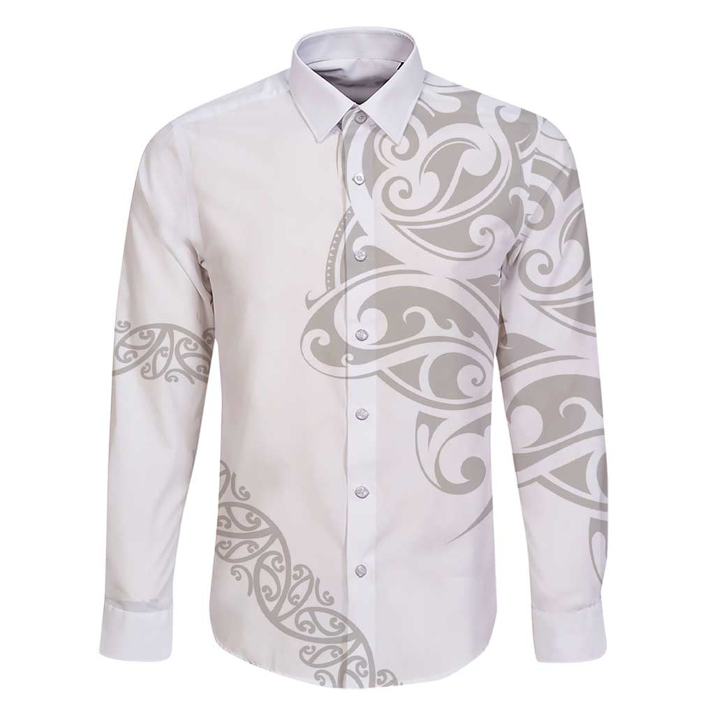All White Maori Tribal Tattoo Personalised Family Matching Short Sleeve Bodycon Dress and Hawaiian Shirt Stone Gray Polynesian Style - Polynesian Pride