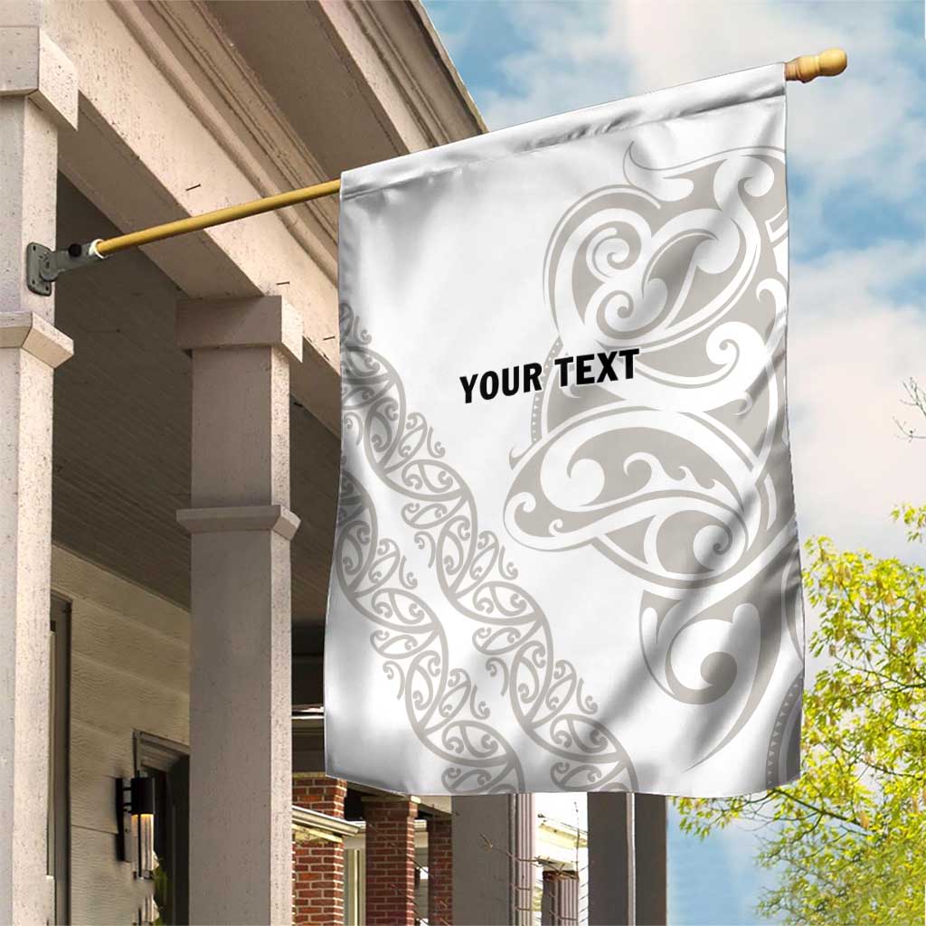 All White Maori Tribal Tattoo Personalised Garden Flag Stone Gray Polynesian Style - Polynesian Pride