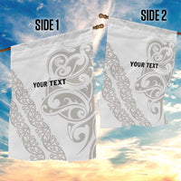 All White Maori Tribal Tattoo Personalised Garden Flag Stone Gray Polynesian Style - Polynesian Pride