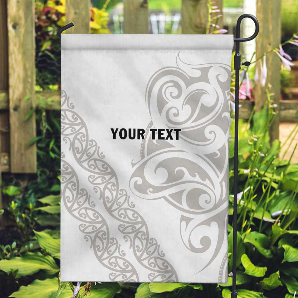 All White Maori Tribal Tattoo Personalised Garden Flag Stone Gray Polynesian Style - Polynesian Pride