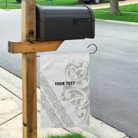 All White Maori Tribal Tattoo Personalised Garden Flag Stone Gray Polynesian Style - Polynesian Pride