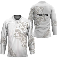 All White Maori Tribal Tattoo Personalised Hockey Jersey Stone Gray Polynesian Style - Polynesian Pride