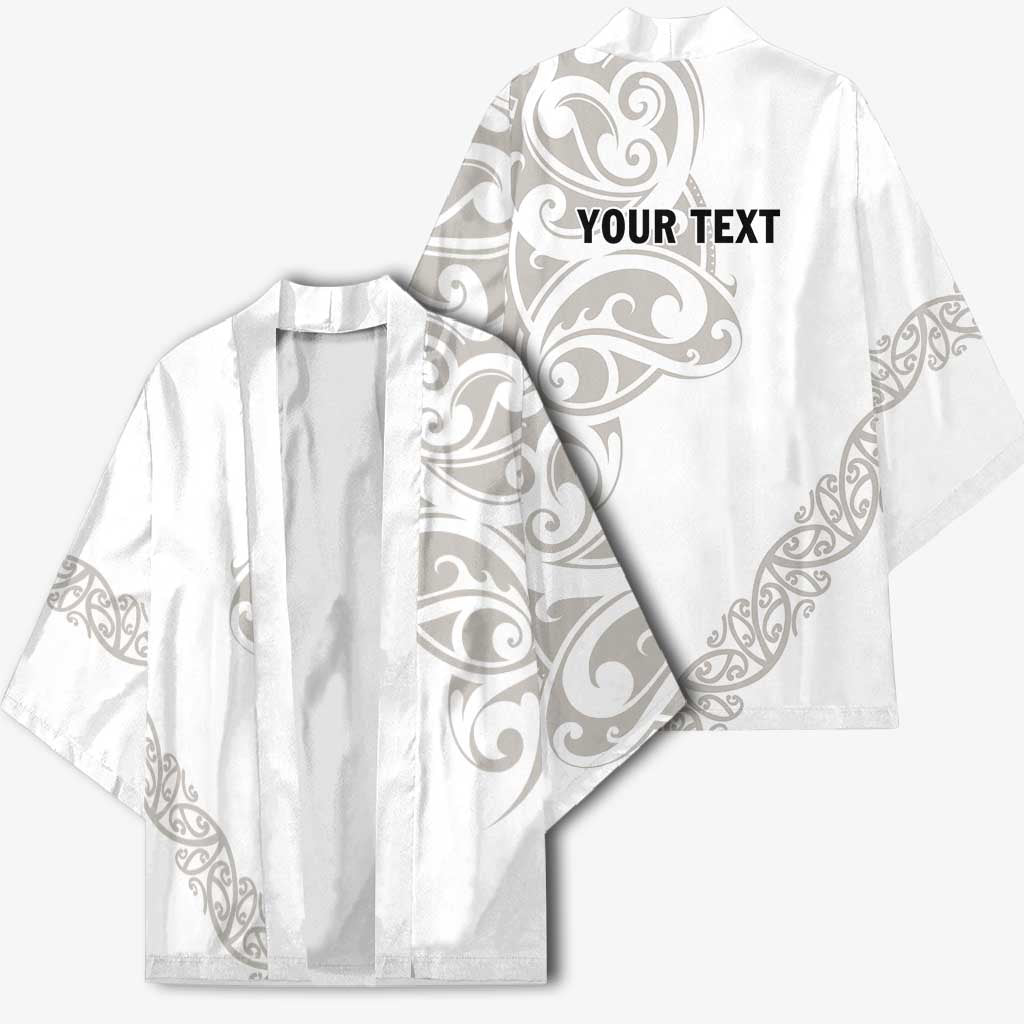 All White Maori Tribal Tattoo Personalised Kimono Stone Gray Polynesian Style - Polynesian Pride
