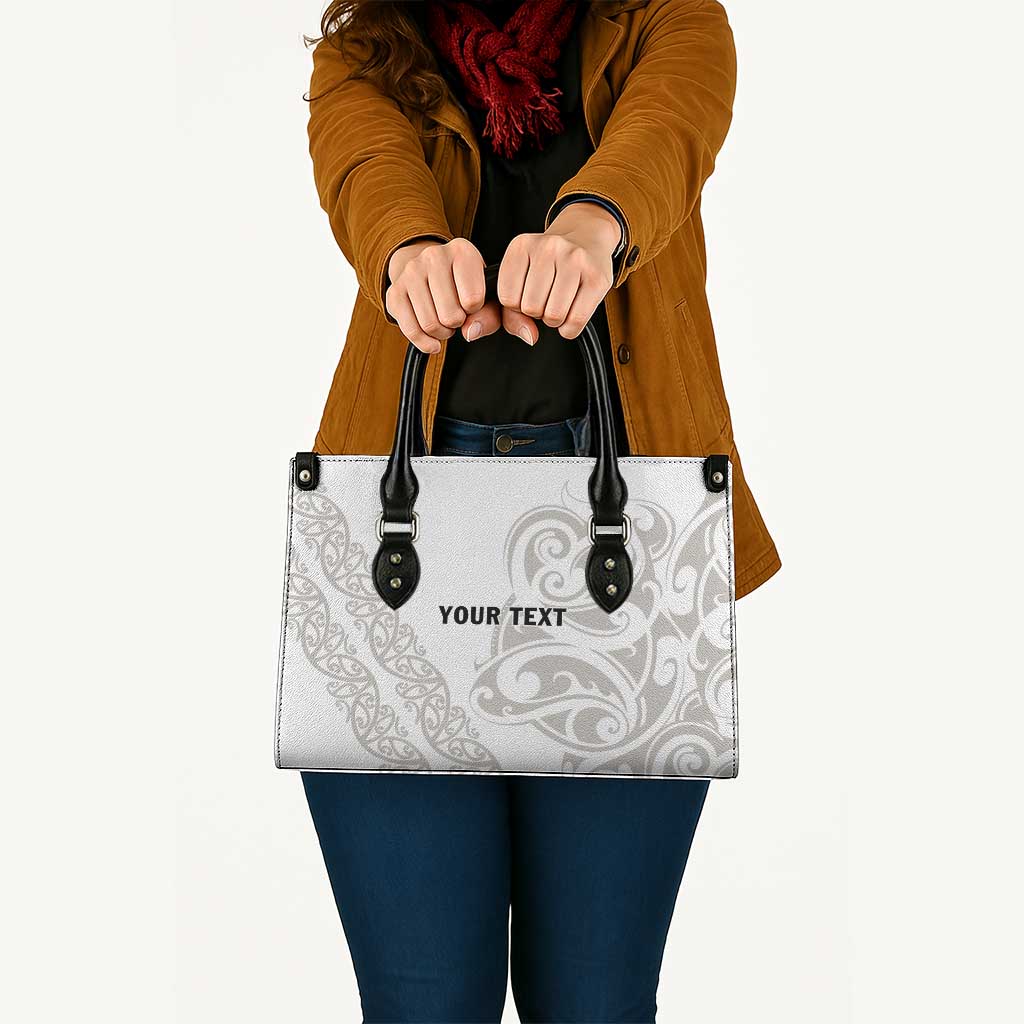 All White Maori Tribal Tattoo Personalised Leather Bag Stone Gray Polynesian Style - Polynesian Pride