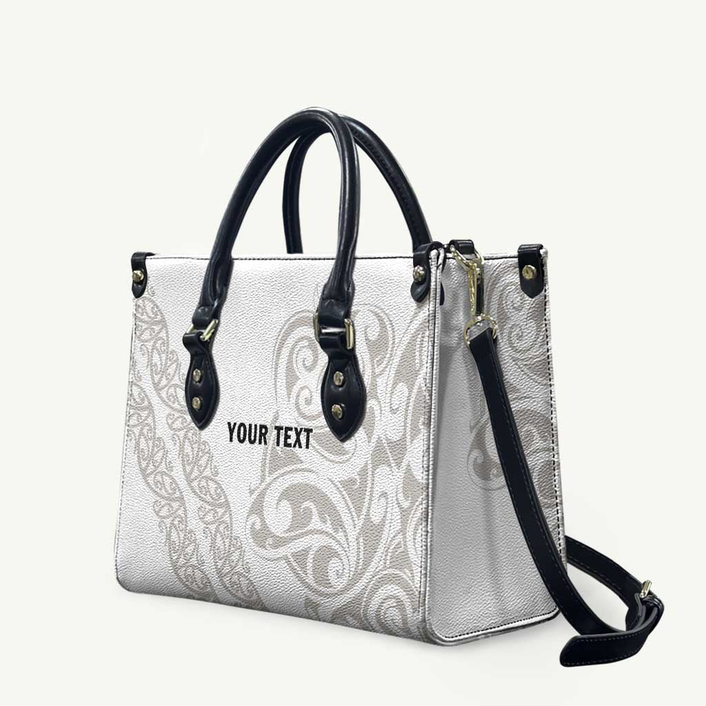 All White Maori Tribal Tattoo Personalised Leather Bag Stone Gray Polynesian Style - Polynesian Pride