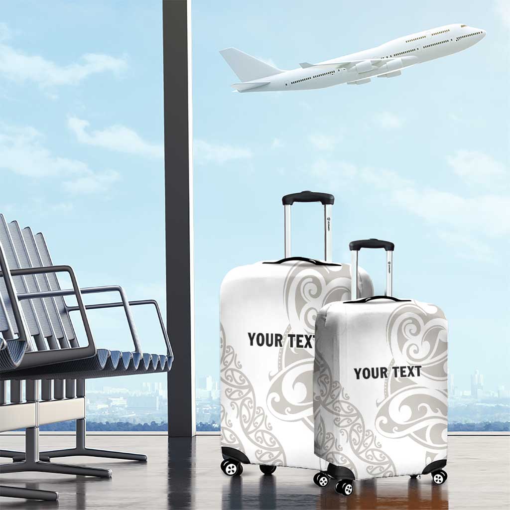 All White Maori Tribal Tattoo Personalised Luggage Cover Stone Gray Polynesian Style - Polynesian Pride