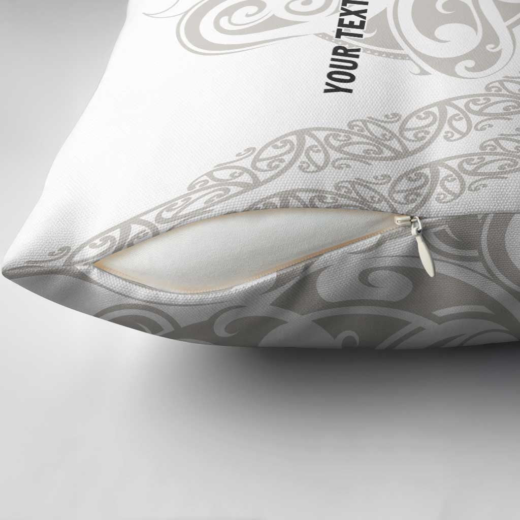 All White Maori Tribal Tattoo Personalised Pillow Cover Stone Gray Polynesian Style - Polynesian Pride