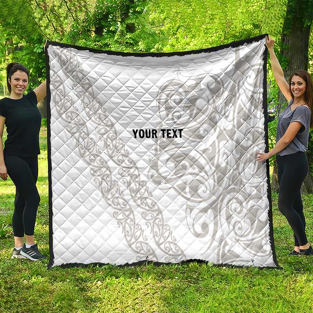 All White Maori Tribal Tattoo Personalised Quilt Stone Gray Polynesian Style - Polynesian Pride
