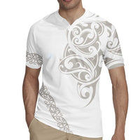 All White Maori Tribal Tattoo Personalised Rugby Jersey Stone Gray Polynesian Style - Polynesian Pride
