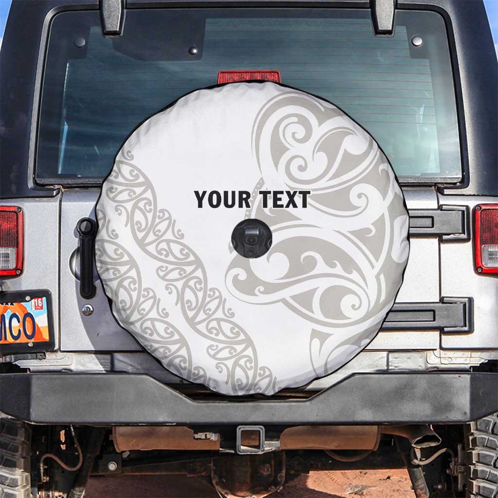 All White Maori Tribal Tattoo Personalised Spare Tire Cover Stone Gray Polynesian Style - Polynesian Pride