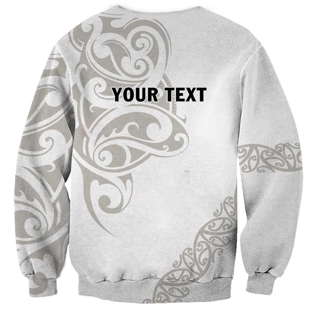 All White Maori Tribal Tattoo Personalised Sweatshirt Stone Gray Polynesian Style - Polynesian Pride