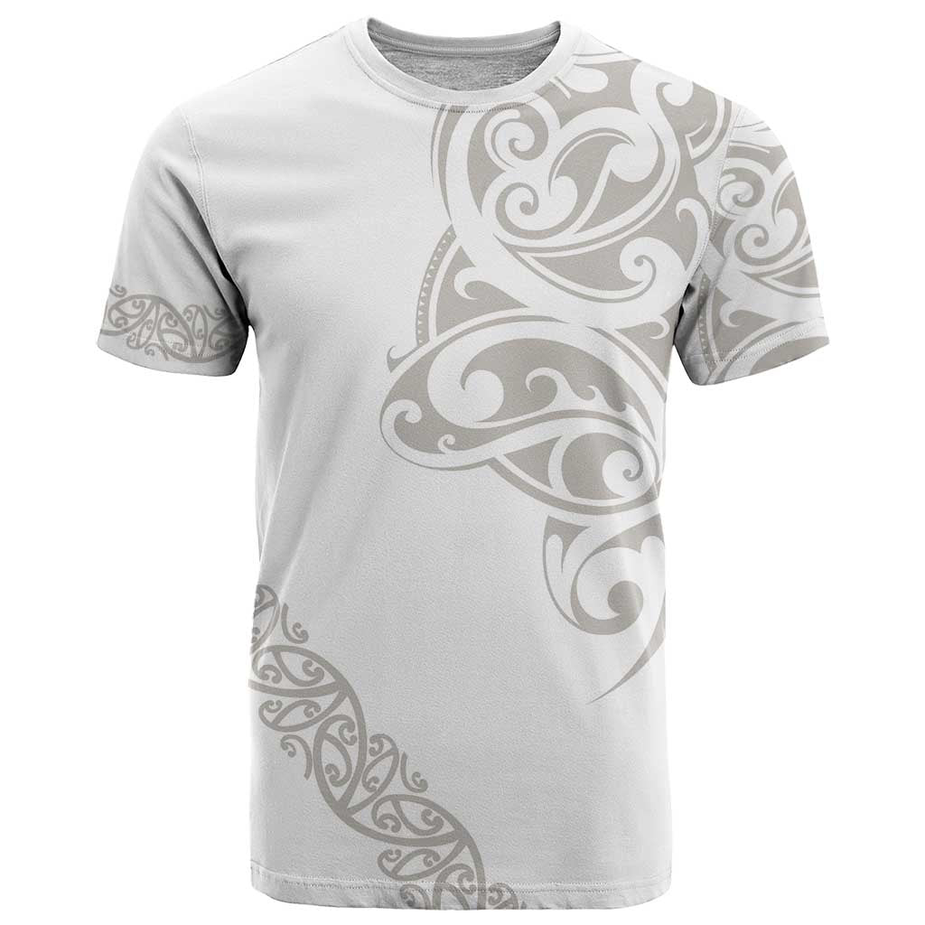 All White Maori Tribal Tattoo Personalised T Shirt Stone Gray Polynesian Style - Polynesian Pride
