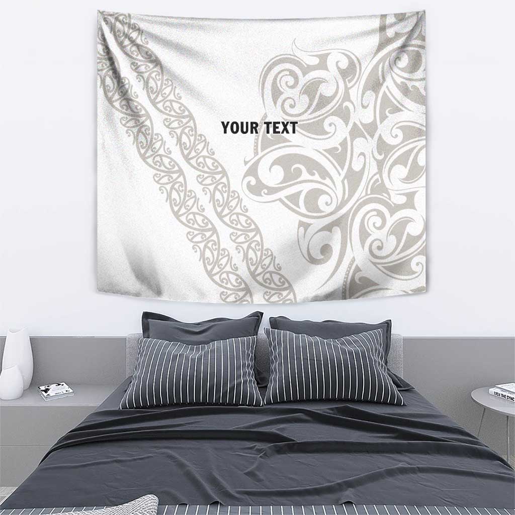 All White Maori Tribal Tattoo Personalised Tapestry Stone Gray Polynesian Style - Polynesian Pride