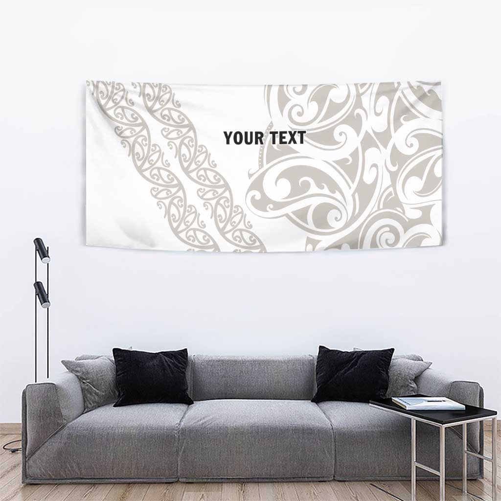 All White Maori Tribal Tattoo Personalised Tapestry Stone Gray Polynesian Style - Polynesian Pride