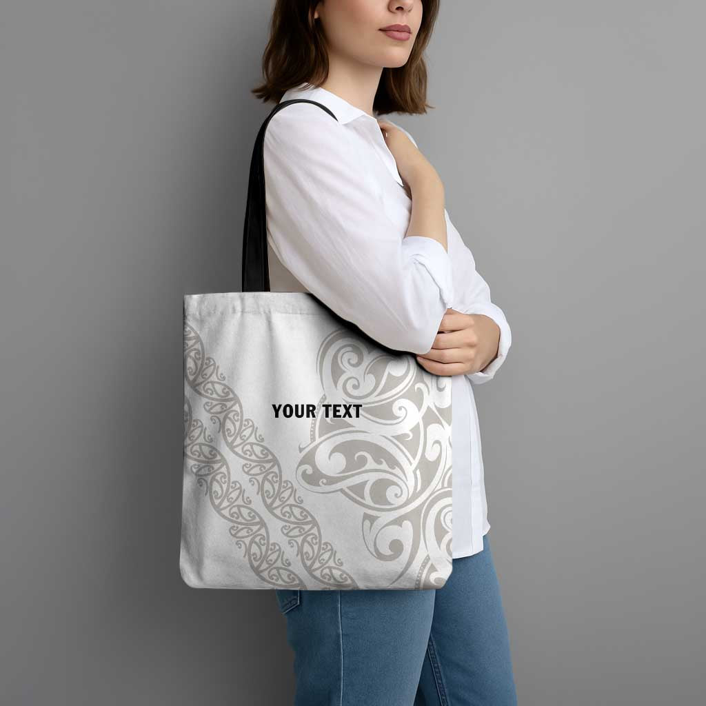All White Maori Tribal Tattoo Personalised Tote Bag Stone Gray Polynesian Style - Polynesian Pride