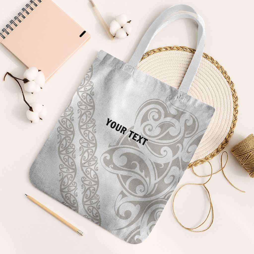 All White Maori Tribal Tattoo Personalised Tote Bag Stone Gray Polynesian Style - Polynesian Pride