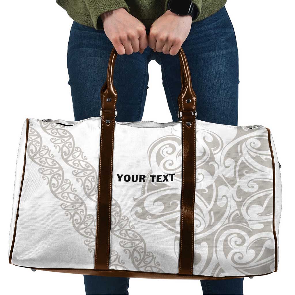 All White Maori Tribal Tattoo Personalised Travel Bag Stone Gray Polynesian Style - Polynesian Pride
