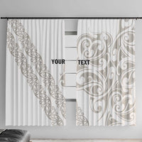 All White Maori Tribal Tattoo Personalised Window Curtain Stone Gray Polynesian Style - Polynesian Pride