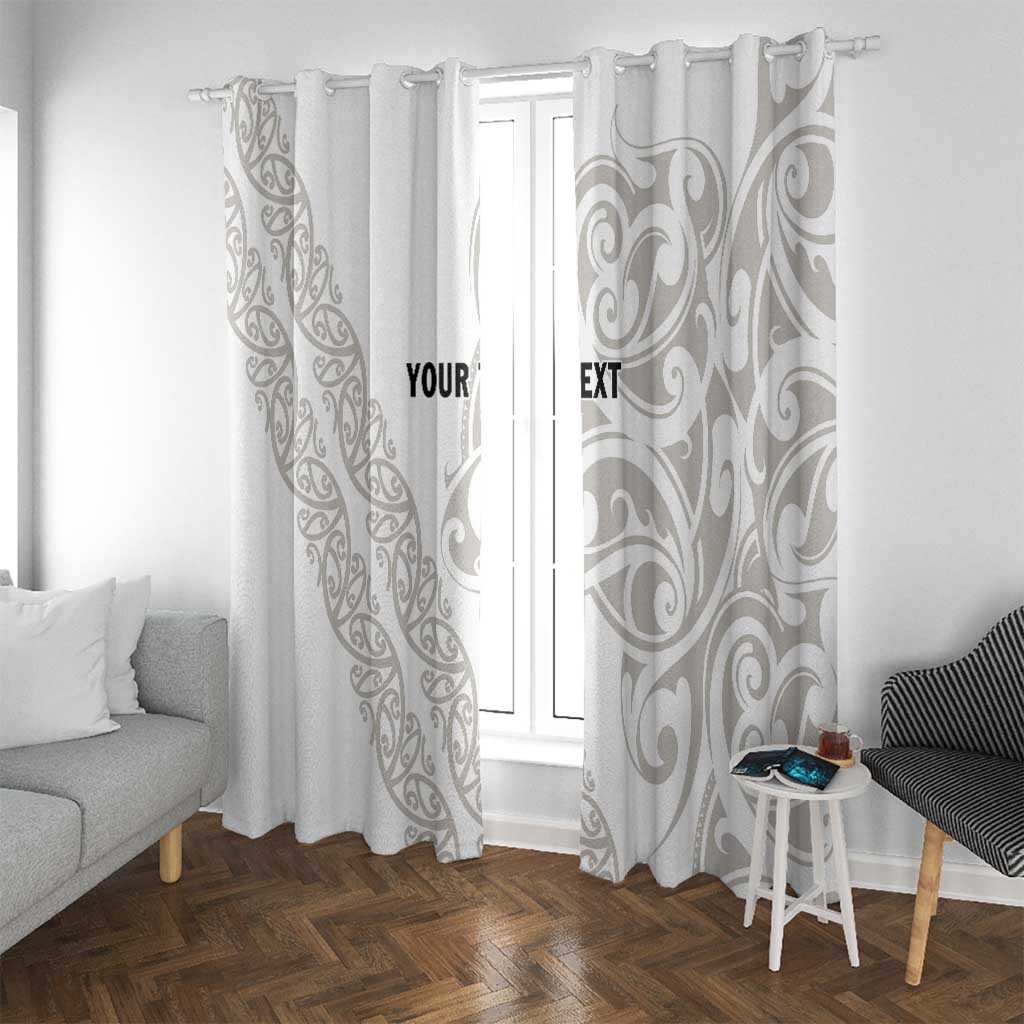 All White Maori Tribal Tattoo Personalised Window Curtain Stone Gray Polynesian Style - Polynesian Pride